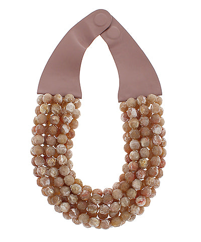 Agate Bead Necklace- Brown