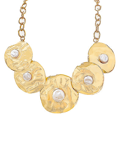 Linked Disk&Pearl Necklace