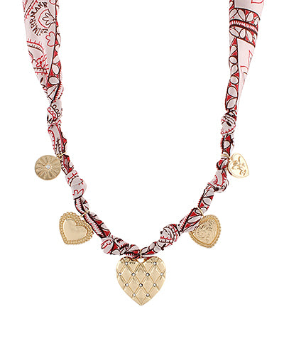 Heart Charm Scarf Necklace