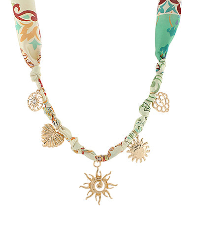 Sun Charm Scarf Necklace