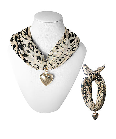 Leopard Heart & Scarf Necklace