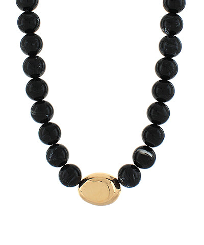 Marble Stone Ball Necklace-Black