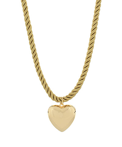 Heart Rope Necklace- Beige
