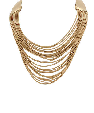 Multi Layered Cord Necklace-Beige