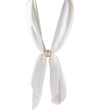 Accented Pearl Long Scarf Necklace-White