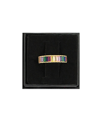 Multicolor Paved Baguette Ring