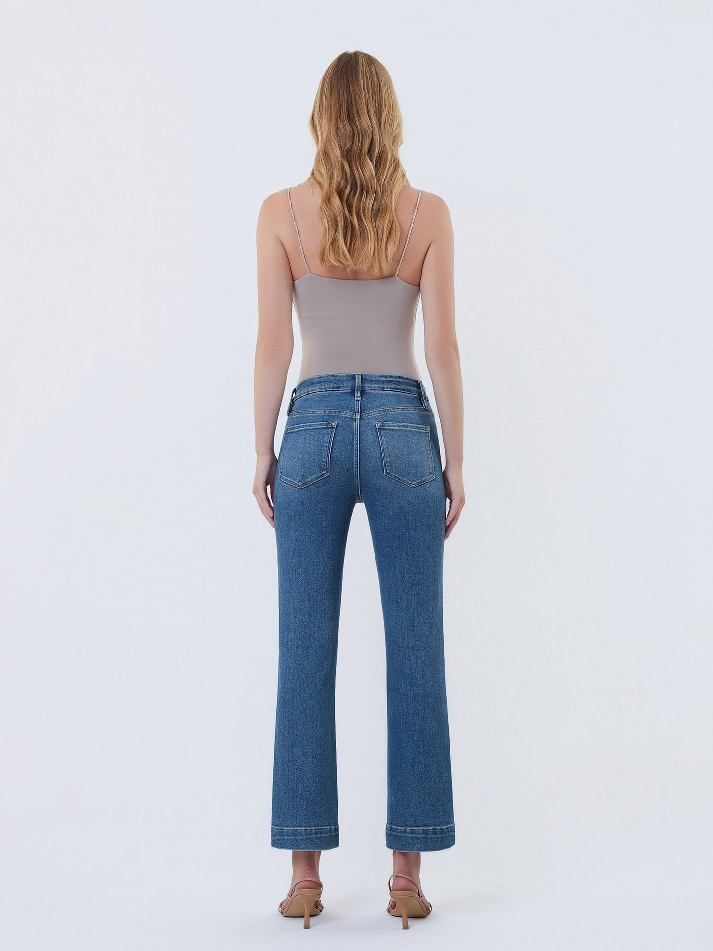 High Rise Seamless Trouser Hem Crop Flare Jeans