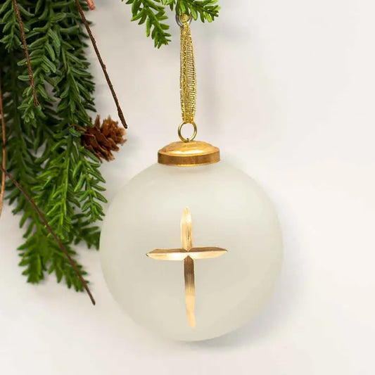Cruix Glass Ball Ornament Frosted
