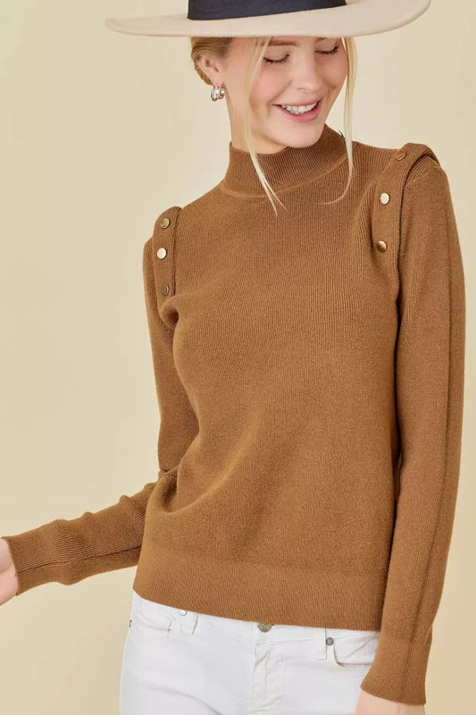 The Becky Long Sleeve Sweater in Mocha