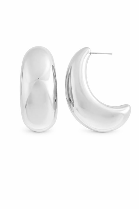 Sculpted Silver Hoops