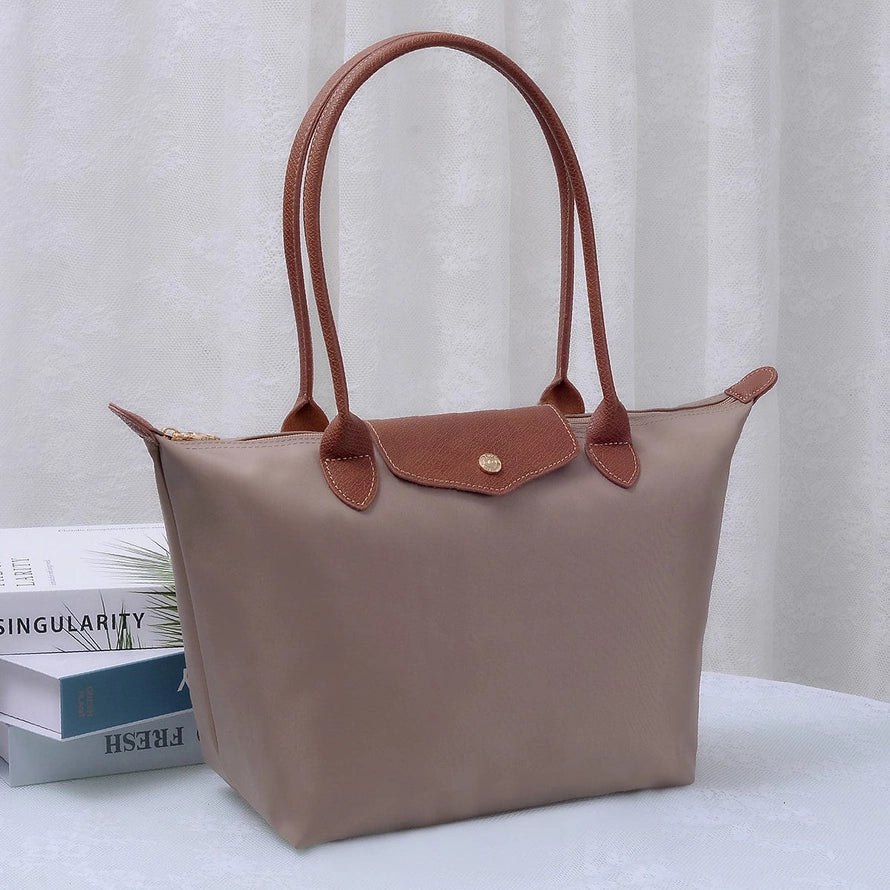 Hila 16 Inch Nylon Tote Bag in Taupe