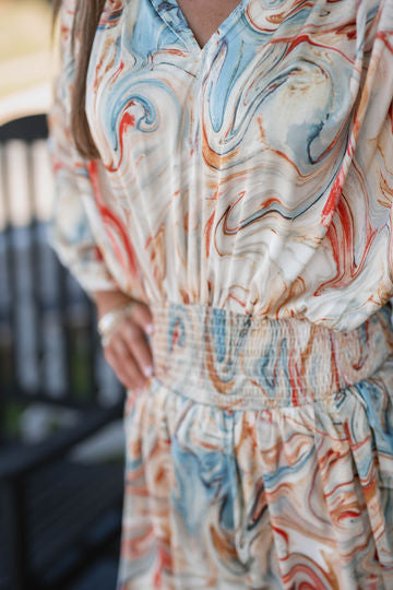 The Monica Satin Dress in Blue
