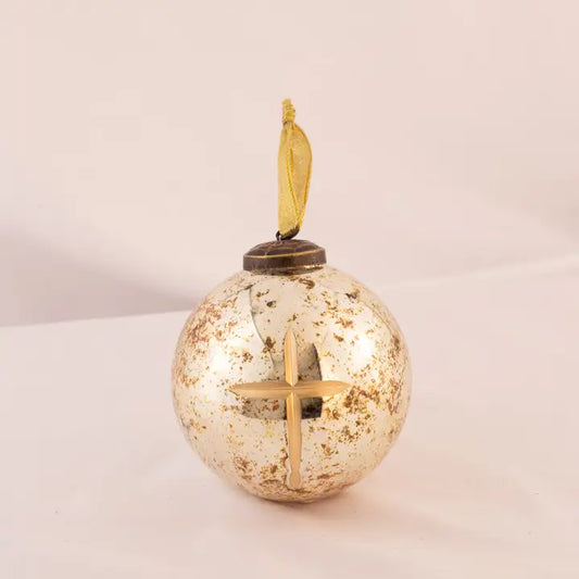 Cruix Glass Ball Ornament Burnt Silver