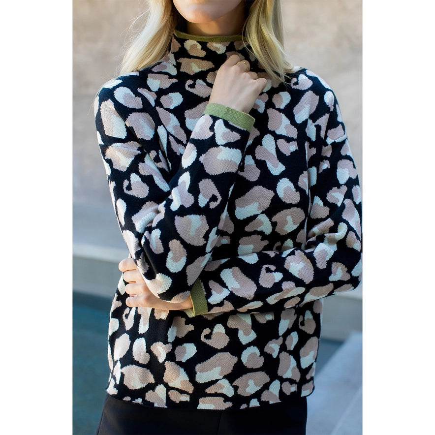 Mock Neck Pattern Detailed Sweater