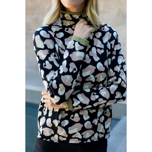 Mock Neck Pattern Detailed Sweater