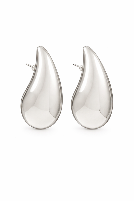 Silver Teardrop Statement Earrings