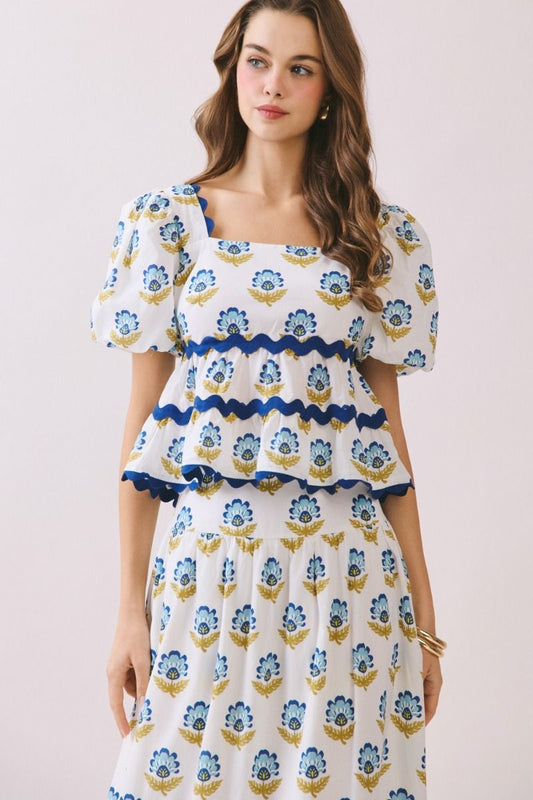 The Blue Willow Peplum Top