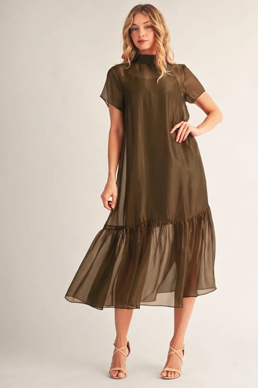 The Mocha Organza Dress in Brown