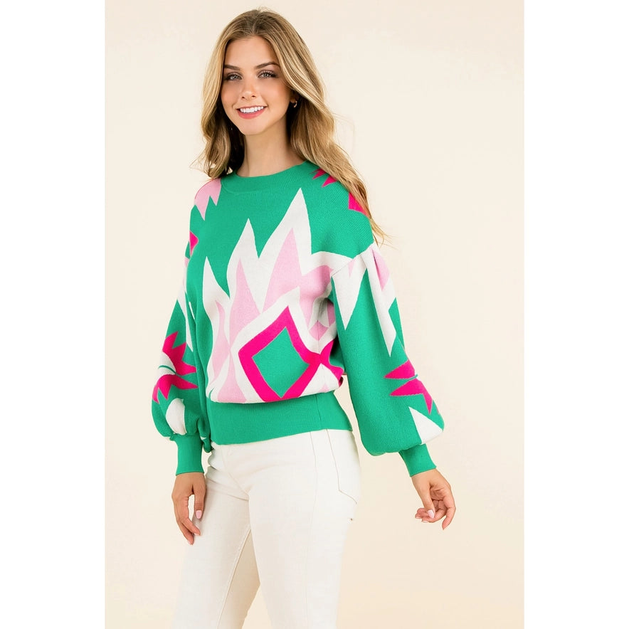 Green Abstract Pattern Sweater