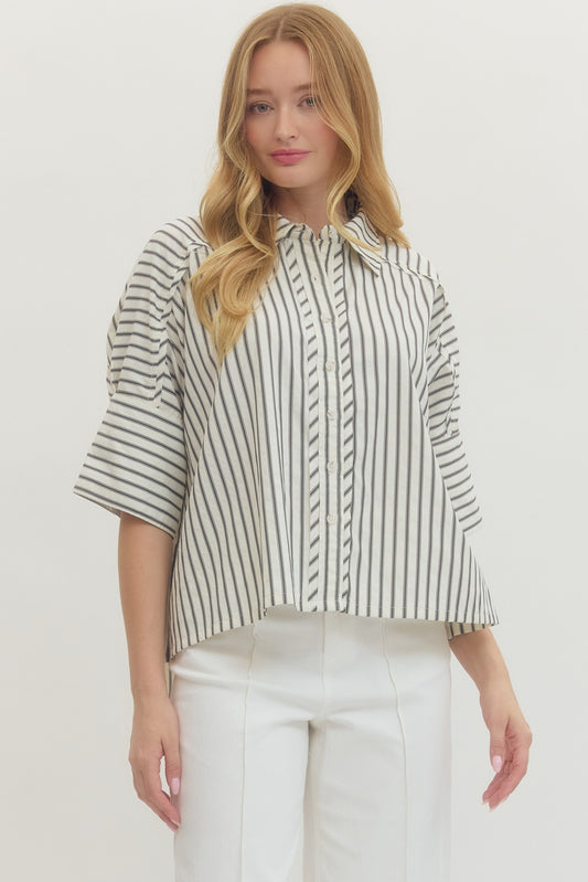 The Katie Striped Top in Black