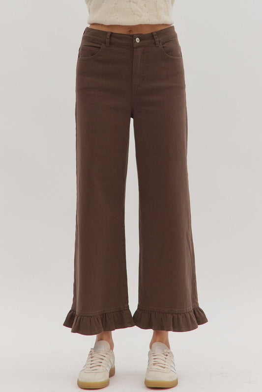 The Daisy Ruffle Pant in Brown