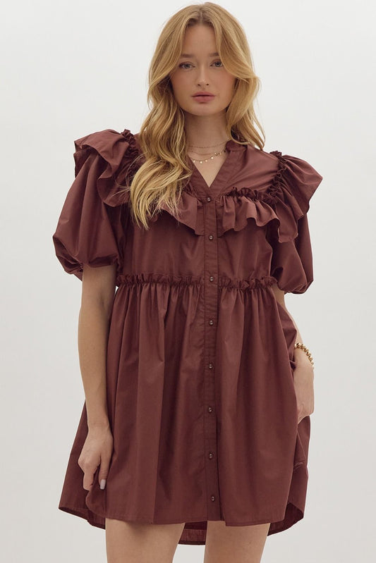 The Hillary Dress in Brown