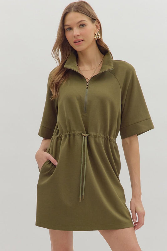 Everyday Edge Dress-Olive