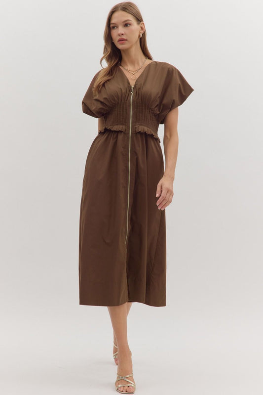 The Vale Dress in Brown