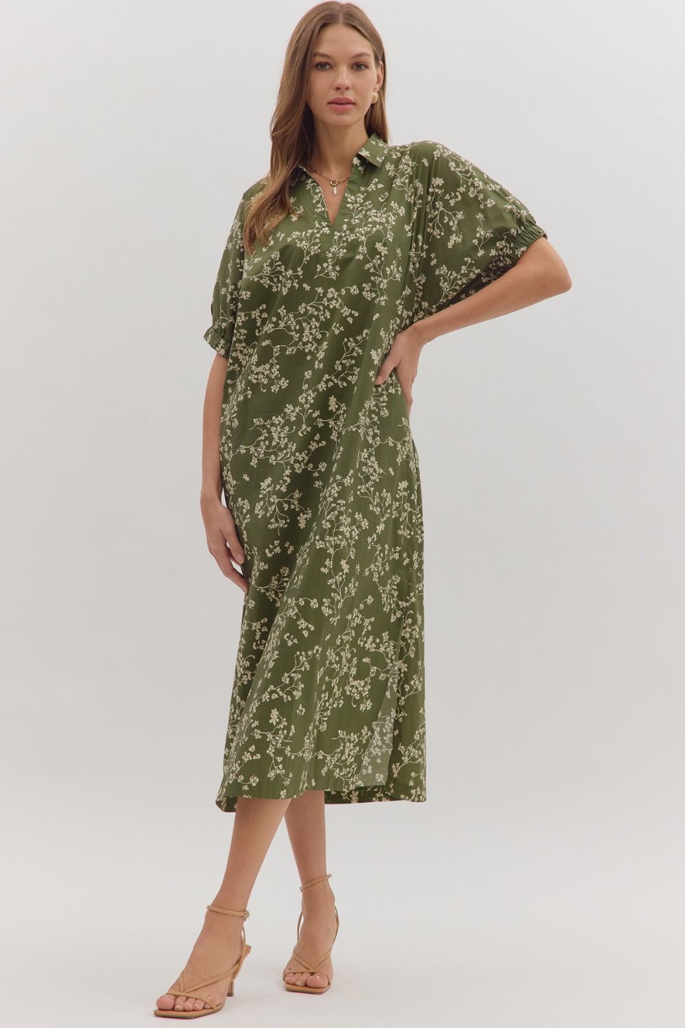 The Hollis Midi Dress-Olive