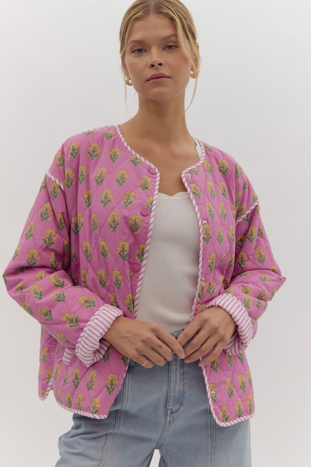 The Kelsey Quilted Jacket in Pink