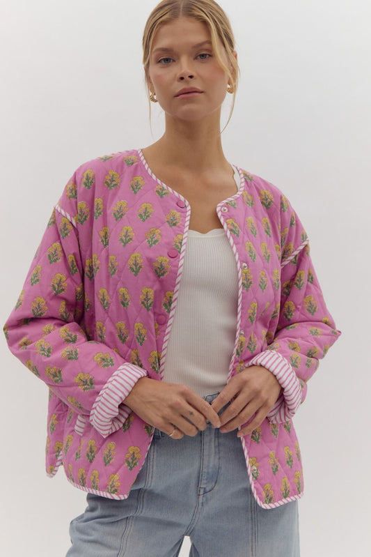 The Kelsey Quilted Jacket in Pink