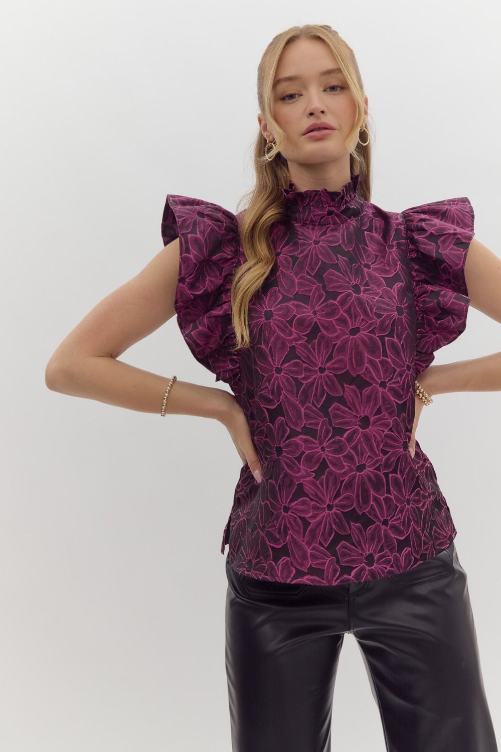 The Abbie Floral Blouse in orchid