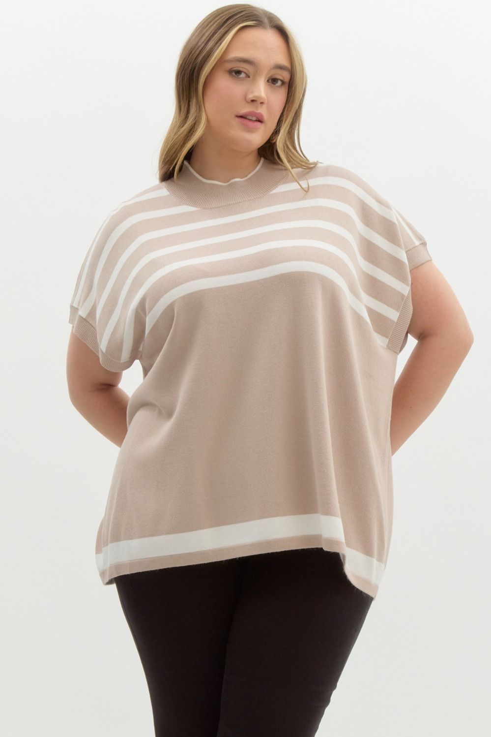 The June Oversized Knit Top in Latte -Curvy