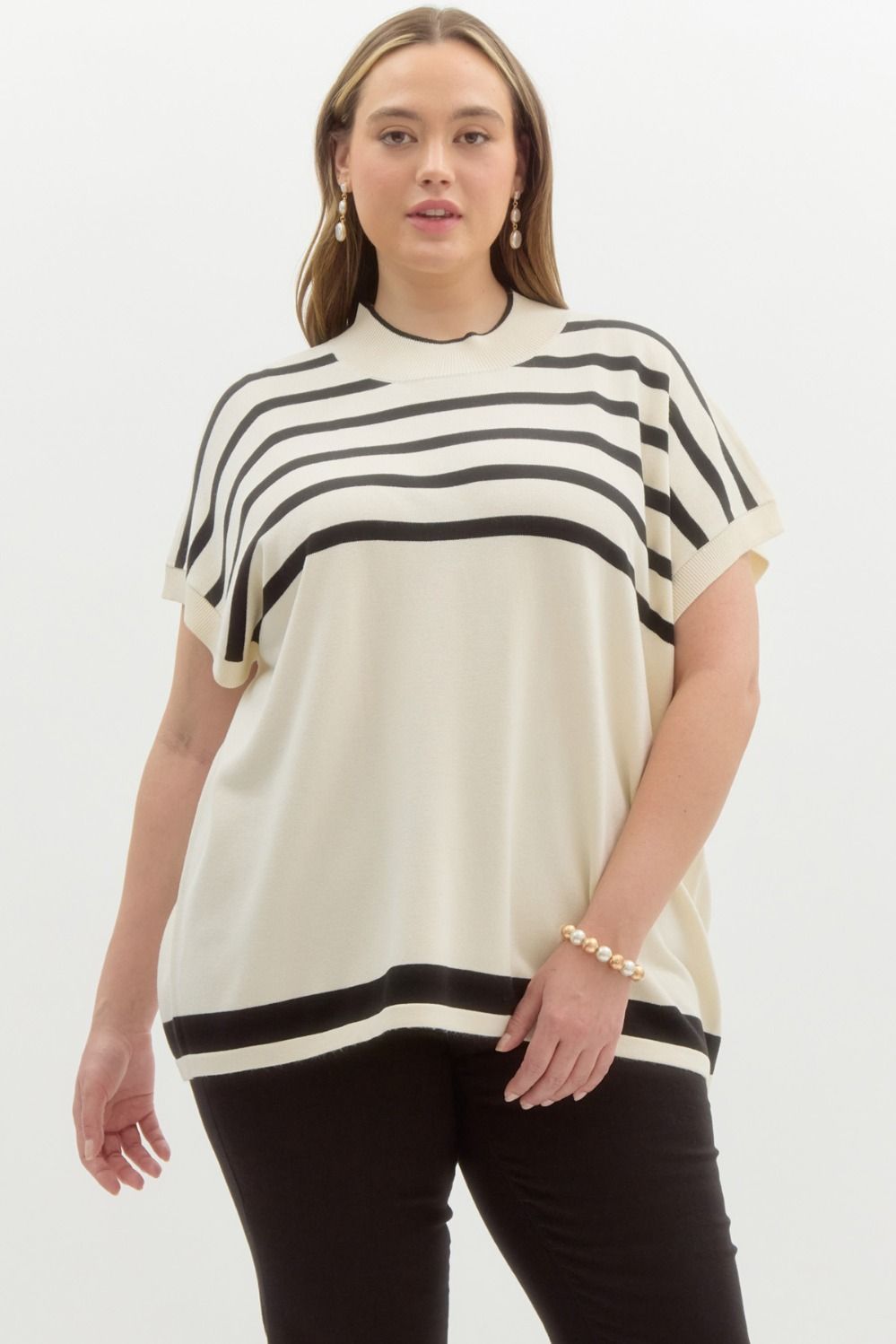 The June Oversized Knit Top in Ecru-Curvy