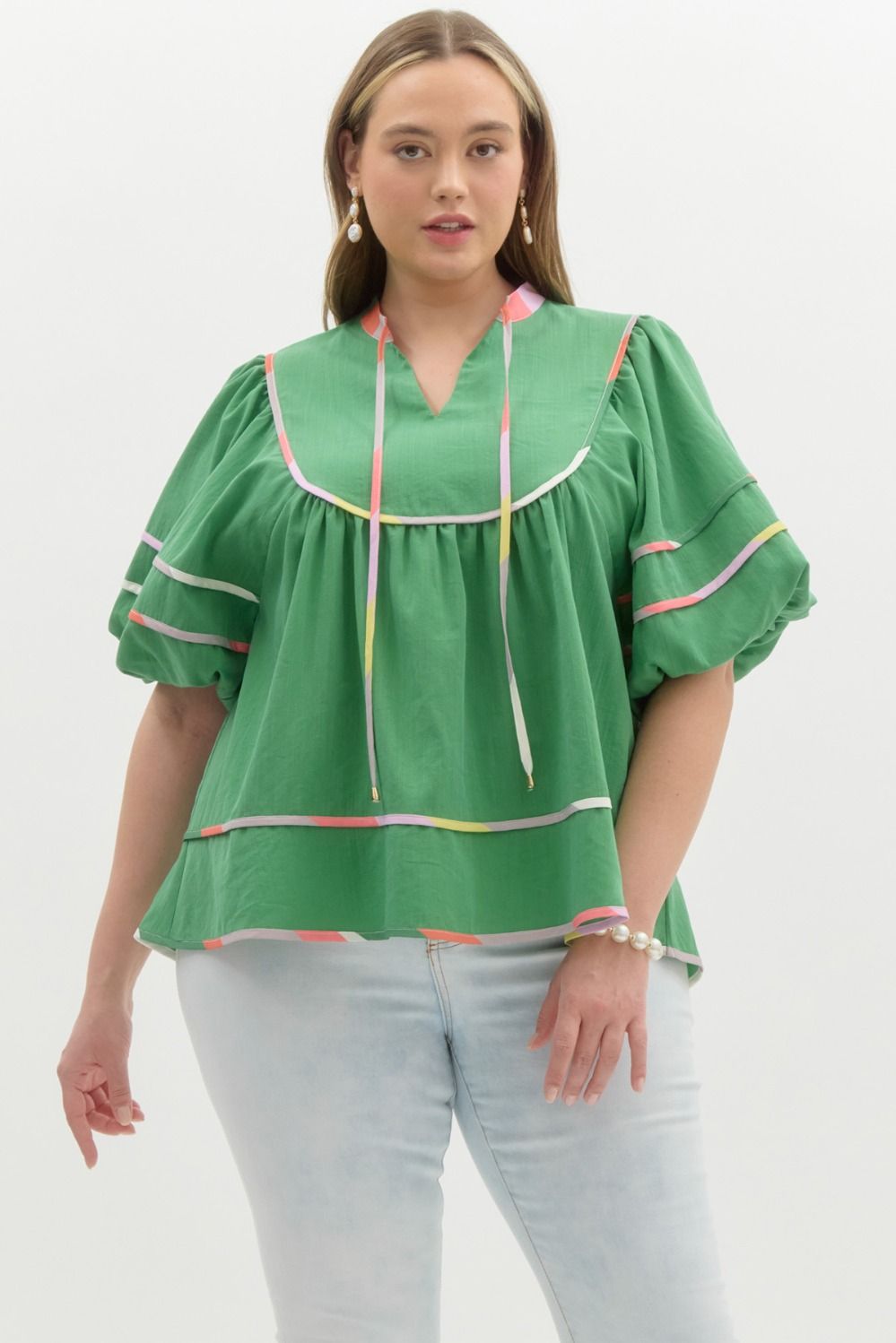 The Malissa Top in Green- Curvy