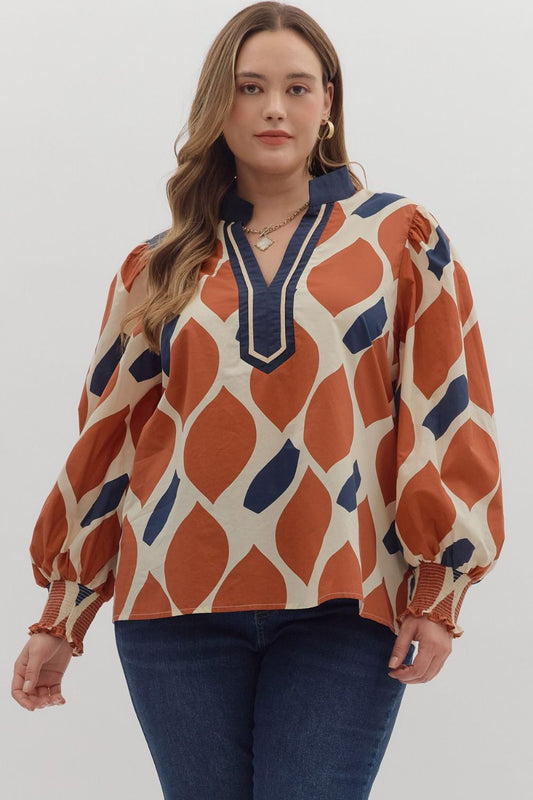 The Terra Geo Blouse-Curvy