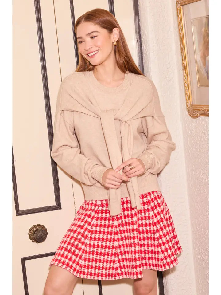 Long Sleeve Scarf Detail Sweater