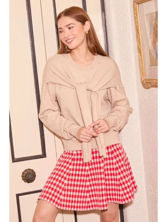 Long Sleeve Scarf Detail Sweater