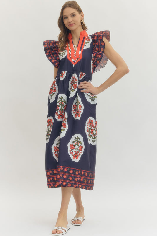 The Floral Flutter Midi Dress