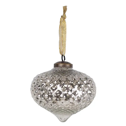 Venosa Glass Ornament Silver 4"