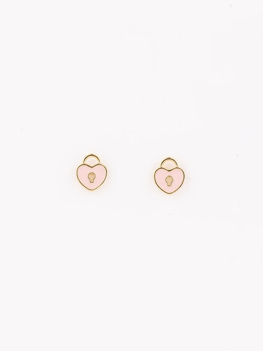 MM Girl Earrings-Pink Heart Lock