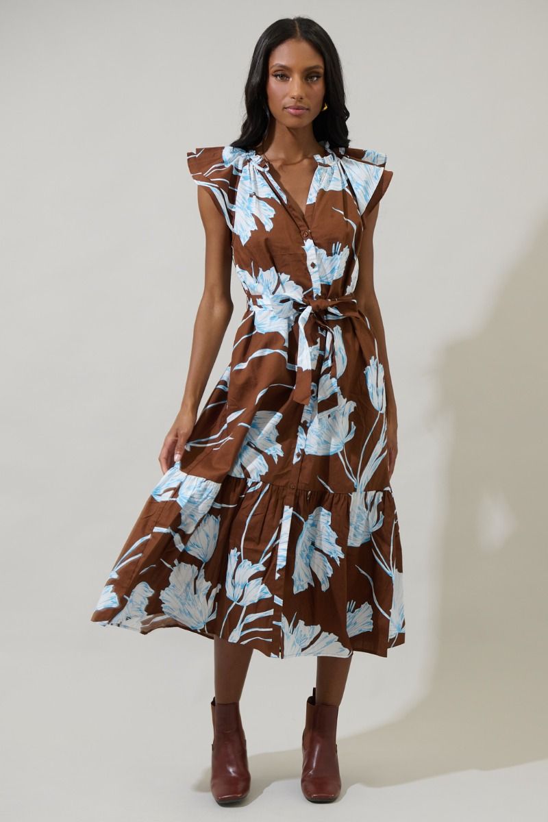 The Zico Floral Dynamite Button Midi Dress