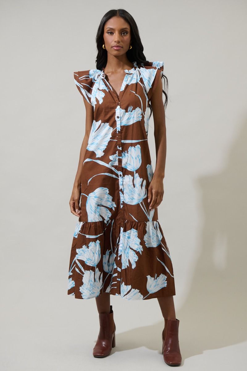 The Zico Floral Dynamite Button Midi Dress