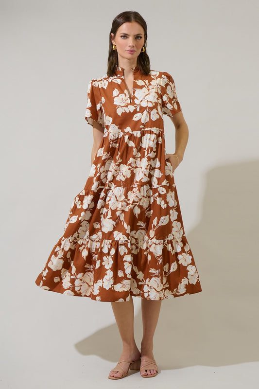 The Floral Amayah Tiered Midi Dress