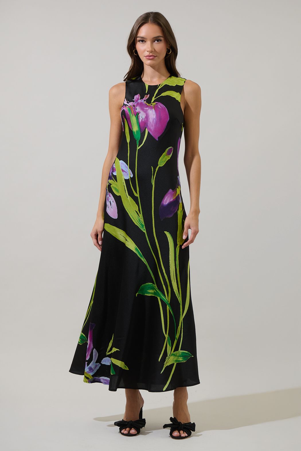 Varkey Floral Satin Midi Dress