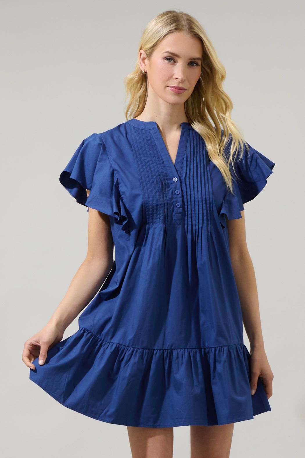 The Lizzy Pleated Ruffle Mini Dress